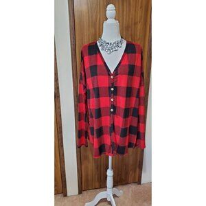 HEMISH USA LIGHT CARDIGAN RED LONG SLEEVE  POLY-SPANDEX  SIZE 2X